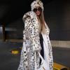 VAYLA Winter Hoodies Leopard Polka Dots Fake Fur Thickness Flocking Lining With Belt Jacket Y2k
