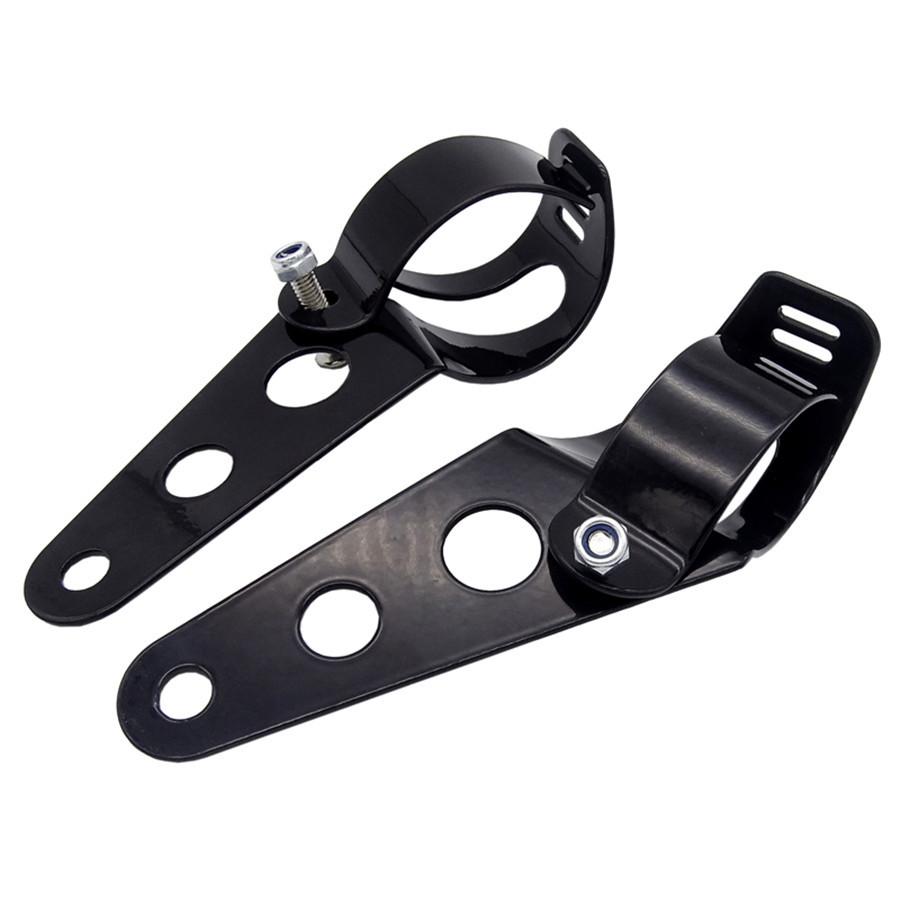 Headlight Housing 7" Black Aluminum Motorcycle Headlight Cover Housing Mount Brackets Fork Ear Headlamp Holder Kit Universal