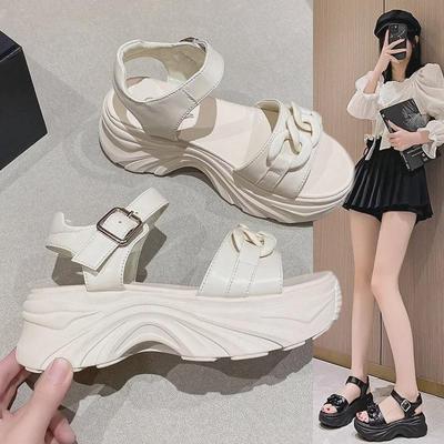 Женские спортивные сандалии 2024 года: Модные туфли на толстой платформе с застежками-липучками для универсального летнего образа