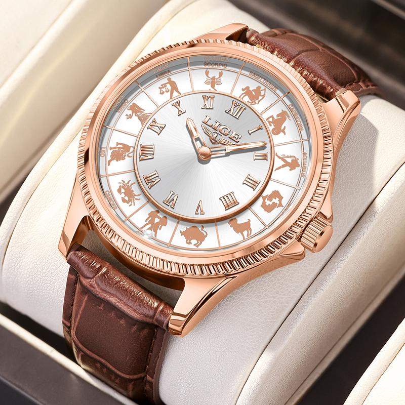 LIGE Fashion Watches Men Constellation Luxury Quartz Wristwatch 30M Waterproof Luminous Creative Gifts For Mens Watch Reloj