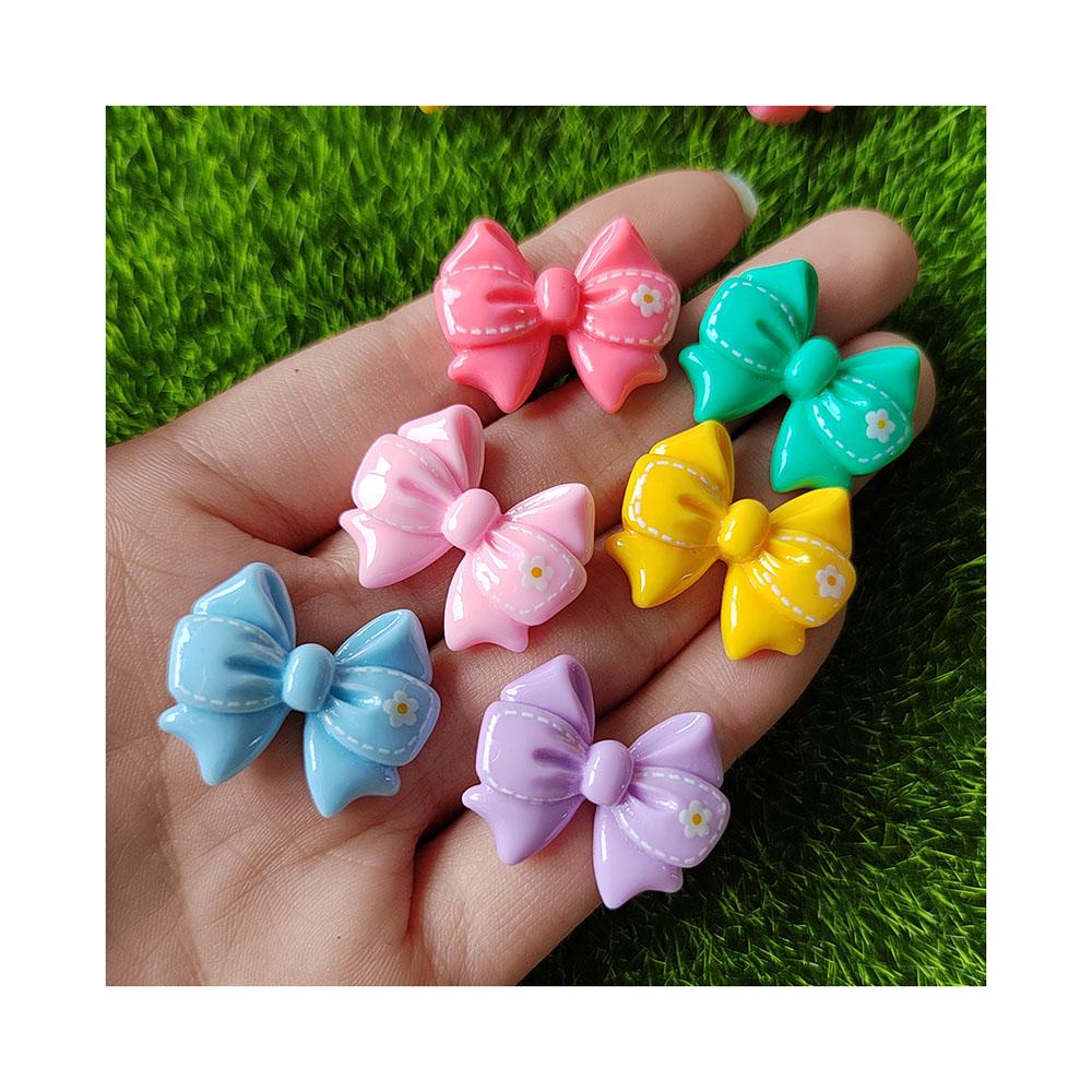 100pcs Cute Cartoon Resin Bowknot Flatback Bow Cabochon Scrapbook Kawaii Embellishments Accessories