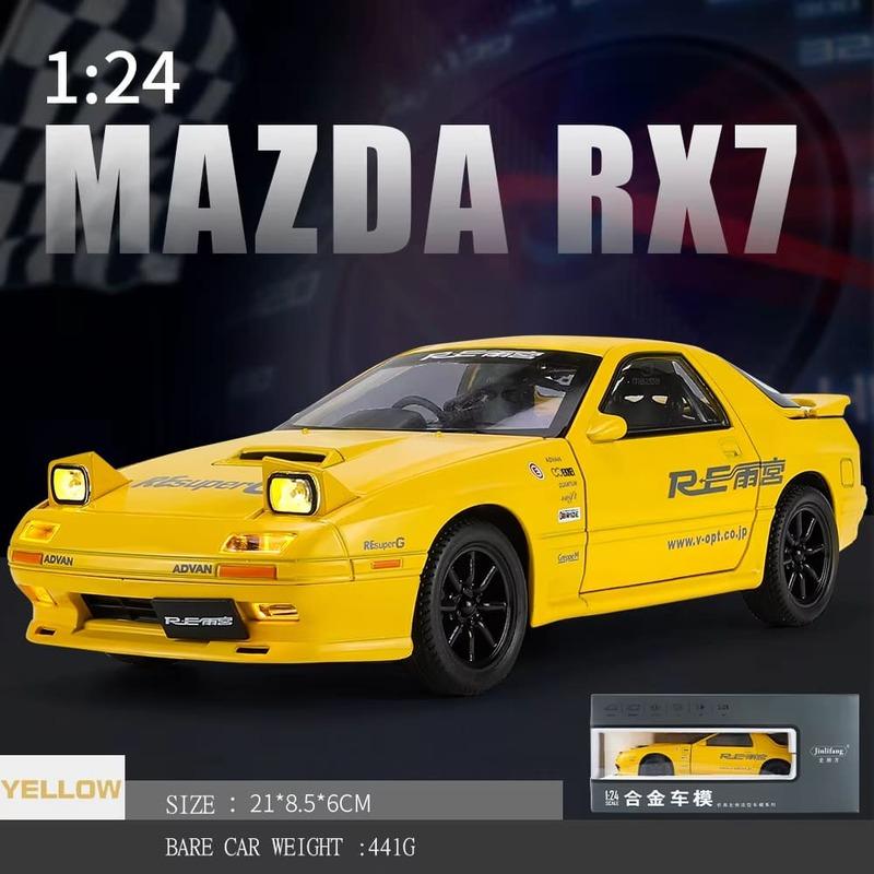 1:24 Mazda RX7 RX-7 Супер Спортивный Автомобиль Звук и Свет Инерционный Механизм Коллекция Украшения Моделирование Литая Модель Машины Литье Детская Игрушка Подарок Мальчику