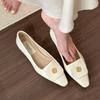 Women's Casual White PU Leather Flats Shoes Pointed Toe Chunky Flats Slip On Loafers Comfortable Dress Flat Shoes for Women Fashion Soft Ballet Shoes