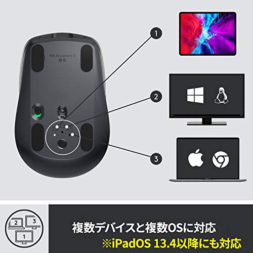Logitech MX ANYWHERE 3 Wireless Mobile Mouse MX1700GR Unifying Bluetooth High Speed ??Scroll Wheel Rechargeable Wireless Mouse Wireless Mouse Windows