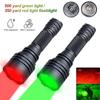 Мощный 500-ярдовый профессиональный охотничий фонарь C8s Green Red с 1 режимом работы, перезаряжаемый через USB-порт + переключатель + крепление + 18650 + зарядное устройство