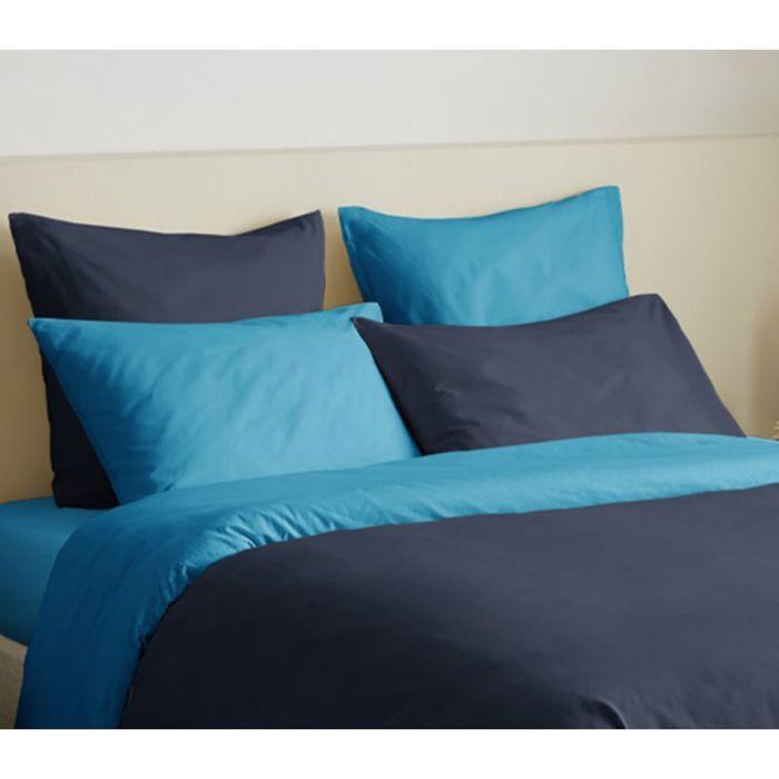 Pack complet 6 pièces Marine/Turquoise réversible housse de couette pour lit 160 x 200 cm