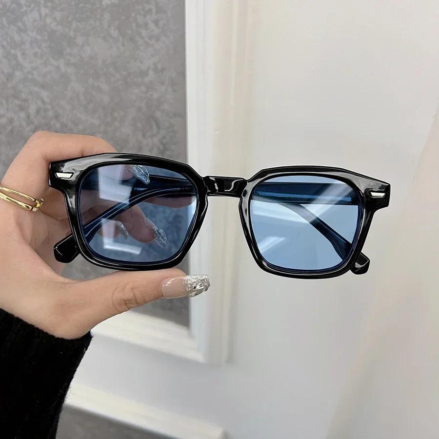 Повседневные Прямоугольные Элегантные Классические Солнцезащитные Очки Мужские Женские Модные Винтажные Солнцезащитные Очки Мужские Однотонные Брендовые Очки