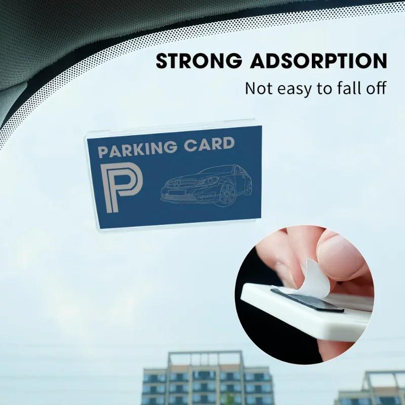 Car Windshield Parking ID Transparent Protective Card Holder Auto Cards Holders Tickets Suction Cup Clip Fastener IC Clips