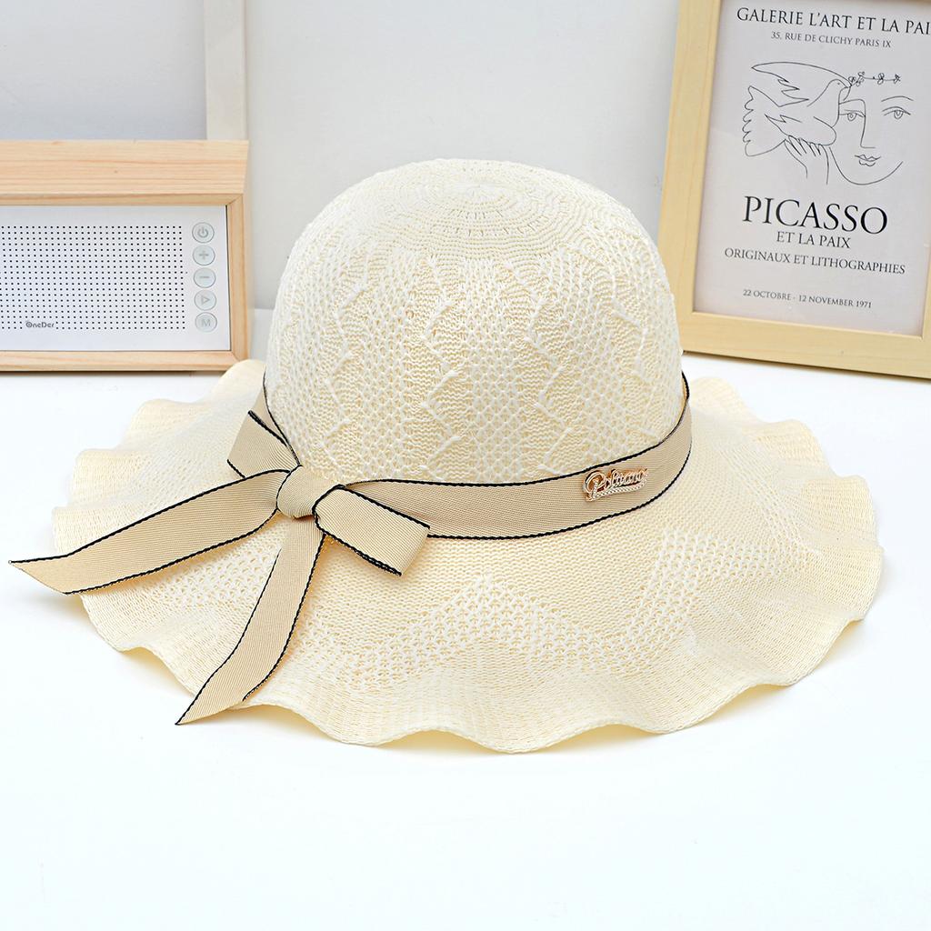 Летняя женская шляпа с волнистыми краями и большими полями для защиты от солнца и солнцезащитного козырька, женская пляжная шляпа от солнца с защитой от ультрафиолета, пляжная шляпа