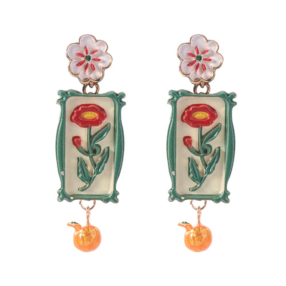 Charm Metal Geometric Stud Earrings Painting Bohemian Dangle Earring Gift