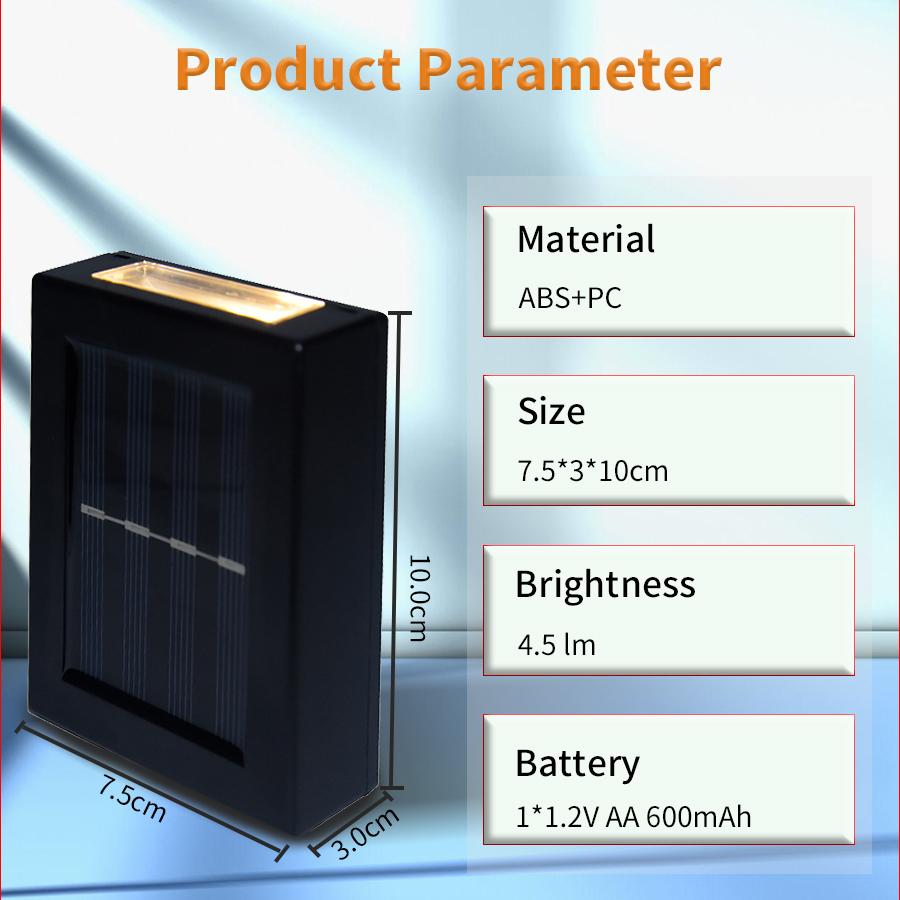 Солнечный настенный светильник, наружная садовая декоративная лампа, светящееся вверх и вниз, водонепроницаемое освещение для двора, уличного ландшафтного освещения