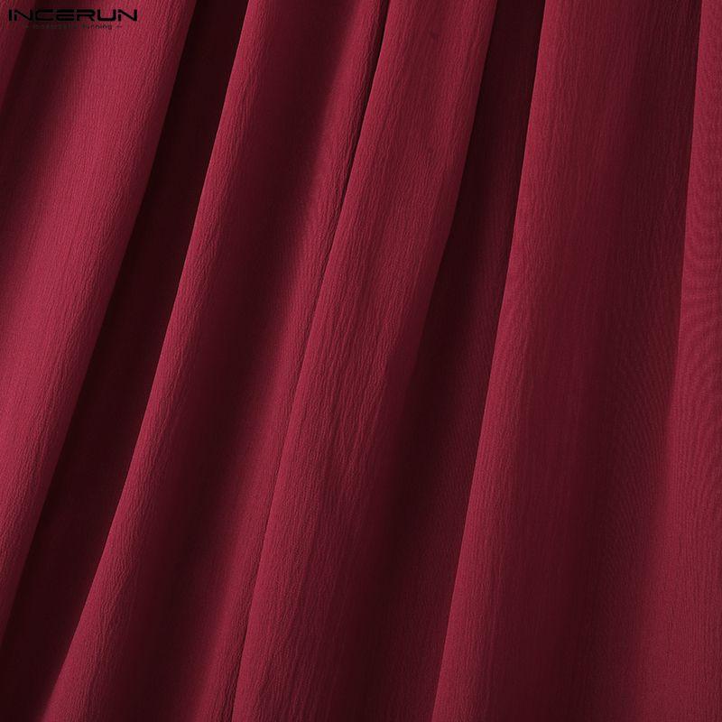 INCERUN Мужские повседневные эластичные брюки с высокой талией, длинные широкие брюки-кюлоты