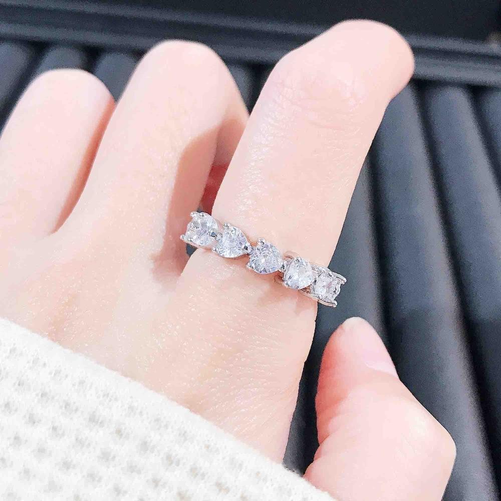 Women Moissanite Heart Rings D Color Imitation US Imported Fashion Minimalist Index Finger Ring