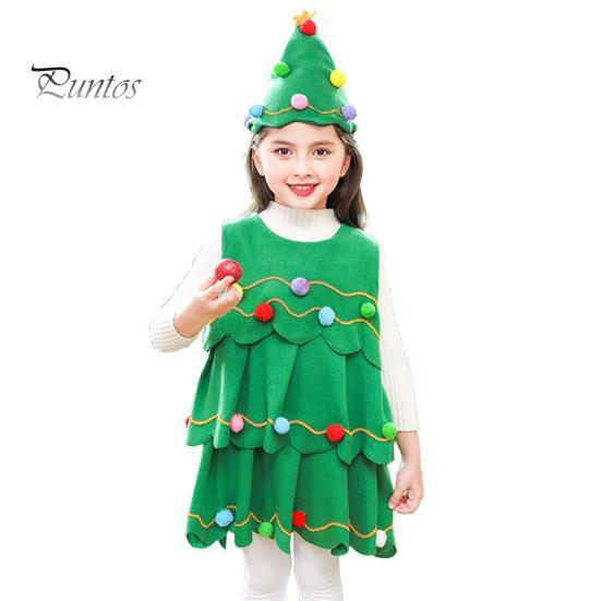 Детский костюм рождественской елки, праздничный комплект для девочек, легко чистящееся рождественское платье-шляпа для выступлений, подарки для косплея