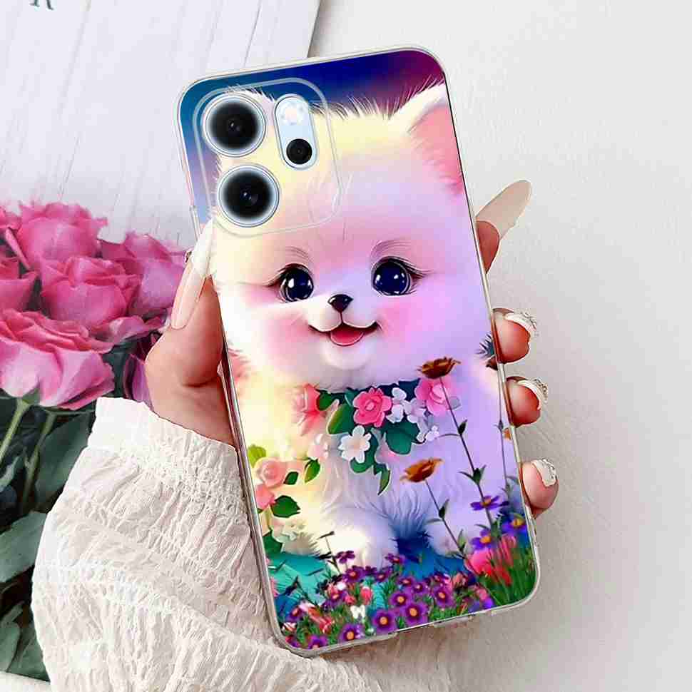 For Oppo Reno14 F 5G CPH27436.57" Case Colorful Butterfly Flowers TPU Soft Silicone Cover For Oppo Reno 14 F RENO14F Phone Cases