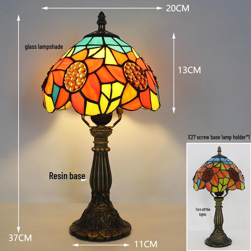 Tiffany Vintage Stained Glass Table Lamp for Bedside or Cafe