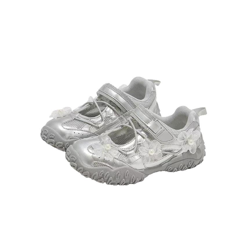 Girls sneakers summer new girls princess half sandals children's shoes mesh breathable casual shoes