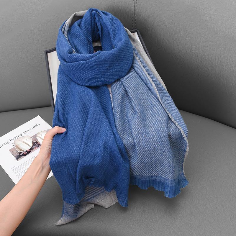 Autumn Winter Double-sided Color-blocked Women Scarf Imitation Cashmere Female Versatile High-end Warm Shawl