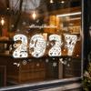 New Year 2027 Party Decor 4PCS Christmas Static Window Clings, Nordic Snow Town Holiday Home Accents Snowflake Stickers, Reusable Glass Decals
