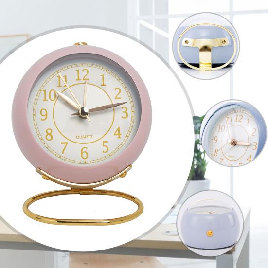 Analog Alarm Clock with LED Light Non-Ticking Battery Operated Bedroom Desktop Digital Quartz Clock Children Students Gift