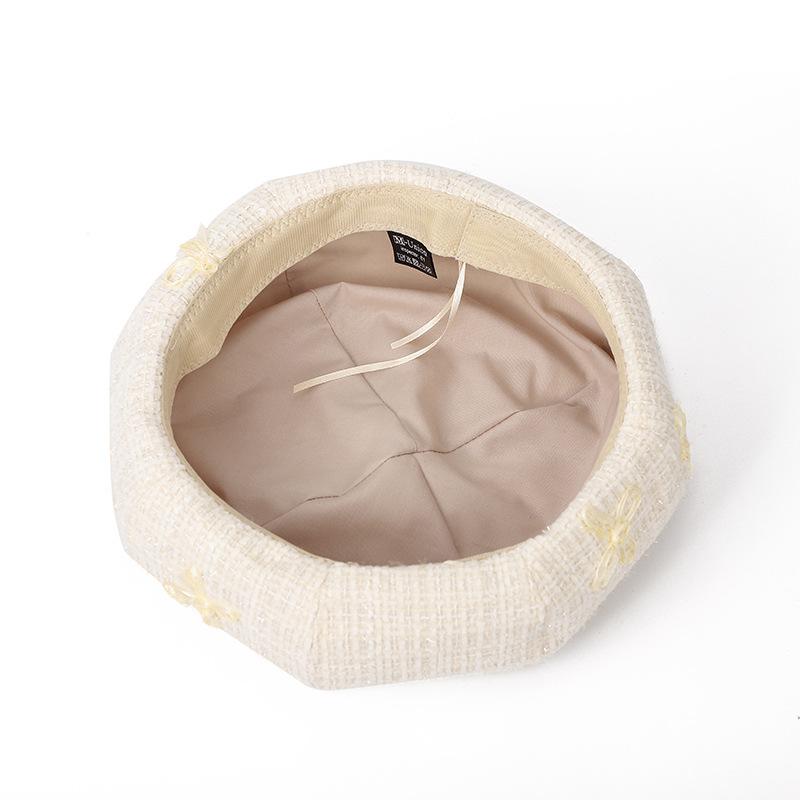 Новая шапка, женский берет Xiaoxiangfeng с бантом, дизайнерская ниша, зимняя шапка с бутоном