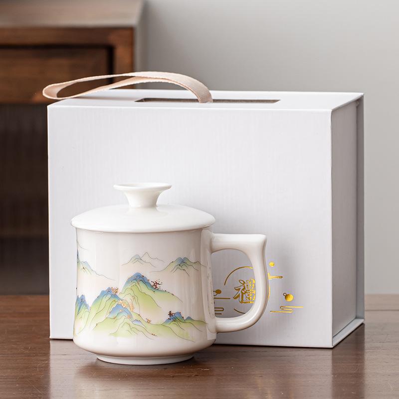 Ceramic tea cup Office personal tea cup mug with lid Water cup Corporate event souvenir