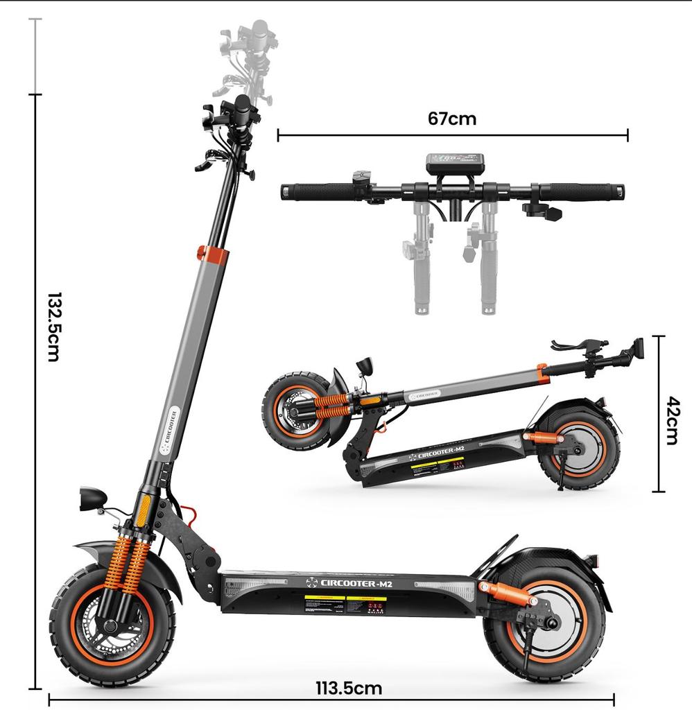 CIRCOOTER M2 ABE Multi-Terrain Tires Adult Electric Scooter 500W Motor 48V12Ah Battery City Commuting Folding EScooter APP Control