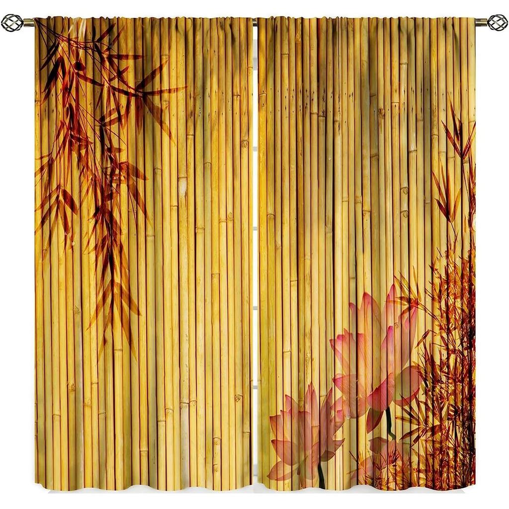 Шторы в стиле традиционной китайской каллиграфии, изображение бамбукового дерева, современные шторы с 3D-геометрией, дом и спальня, декор окон