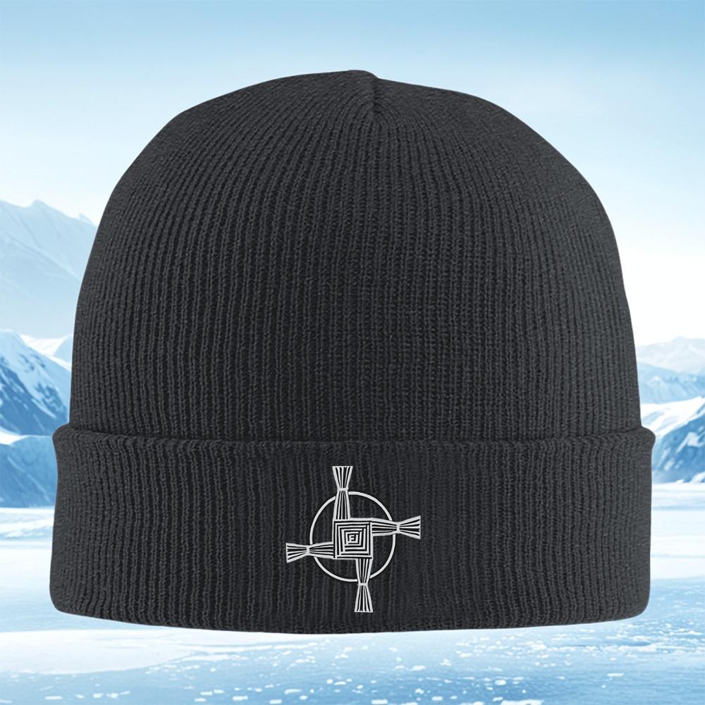 Woven cross inside circle symbol Men Women Unisex Knitted Hat Beanie Pullover Cap Winter Thermal Warm Christmas Outdoor Cycling