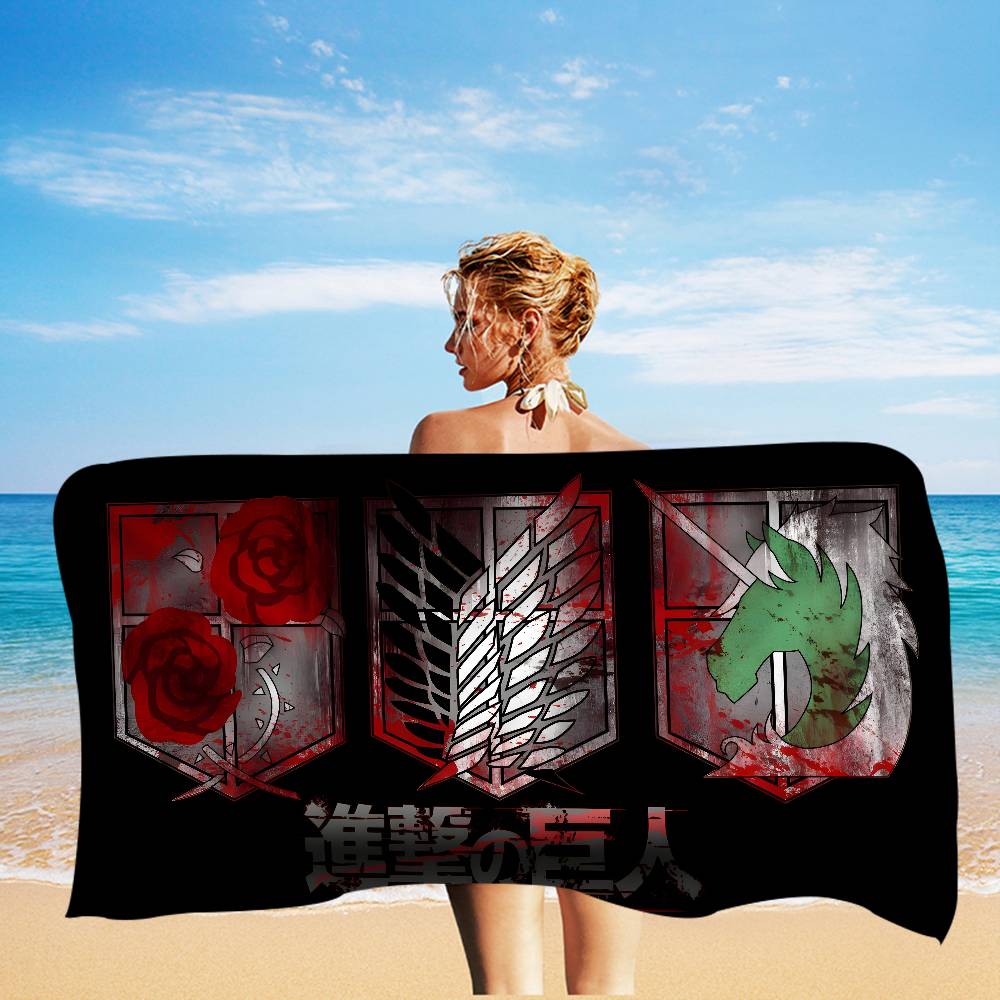 1pc Classic A-Attack O-On T-Titan Microfiber Beach Towel Absorbent Quick Dry Soft Yoga Swimming Resort Mountain Climbing Towel