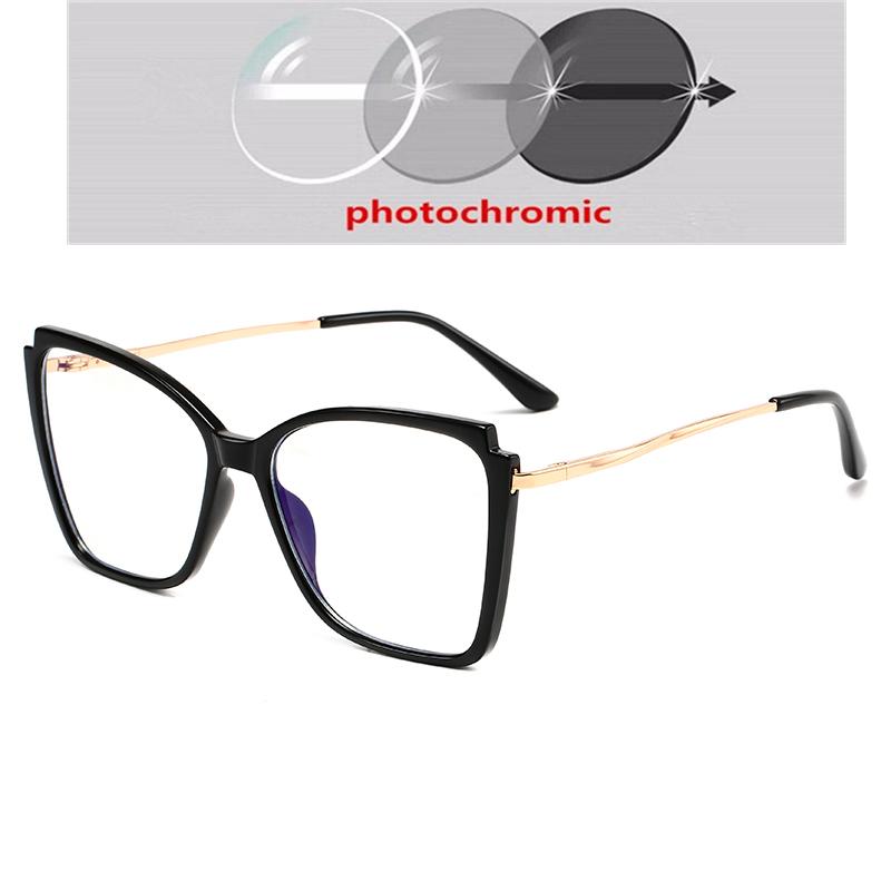 Крупная оправа Кошачий глаз Защита от синего света Металл Минус Диоптрии Очки для близорукости Диоптрии 0 -0.5 -0.75 До -6.0