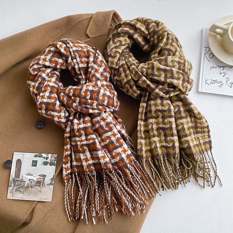 Print Logo Design Fluffy Double Sided Woven Cashmere Scarf Pashmina Shawl