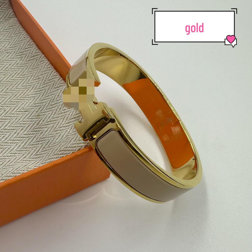 Браслет-бэнгл из эмалированной титановой стали 12 мм с буквой H - Европейский и американский модный браслет