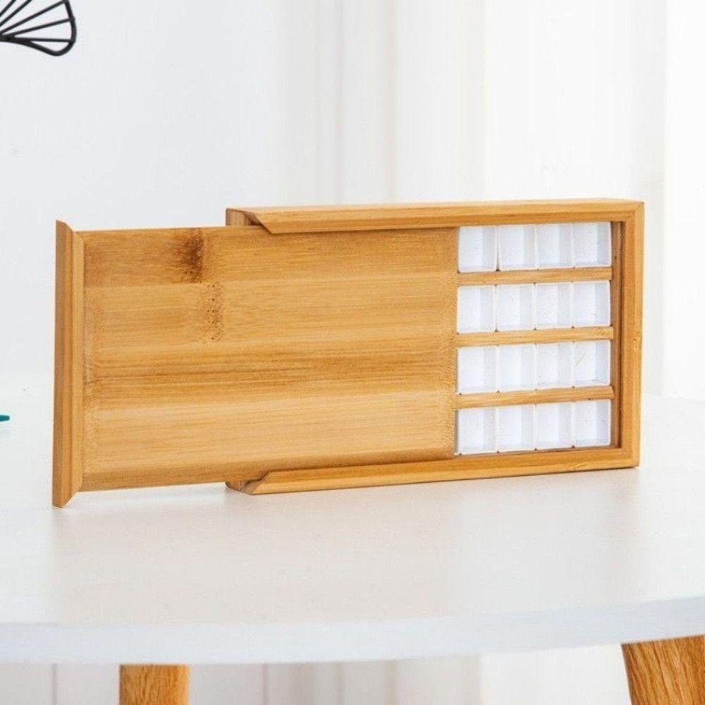 with Lid Watercolor Box Empty Bamboo Paint Storage Box New Paint Palette  Painting Art Supplies