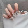 Artificial Nails Wearable False Nails Nude Color Diamond Long Shiny Nail Pieces Removable