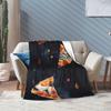 Pizza Cat Space Galaxy Flying Knitted Blanket Funny Wool Throw Blanket Home Couch Decoration Thin Bedspread Portable