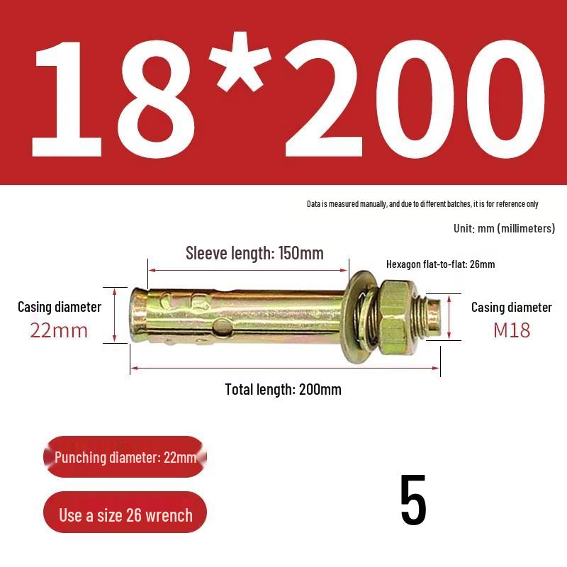 Zinc-Plated Expansion Bolts Set: Cantonese Pull-Out & Explosion-Proof Tubes - Sizes M6, M8, M10