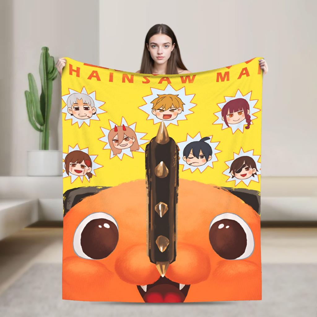 Anime C-Chainsaw Man Pochita Blankets Quality Soft Warm Bedding Throws Winter Camping Living Room Novelty Bedspread
