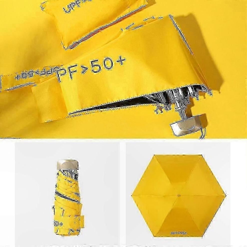 (Yellow) Parapluie de voyage avec protection UV UPF 50+ contre la pluie et le soleil, compact et portable (92 cm).