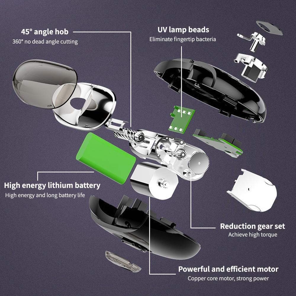 TEWIRROW Автоматические электрические кусачки для ногтей с УФ-лампами, безопасные кусачки для ногтей, пилочка для ногтей, перезаряжаемый триммер для ногтей для пожилых людей, детей
