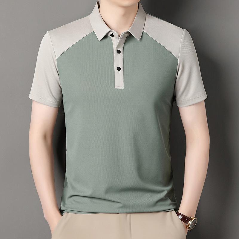 Рубашка поло мужская Splicing Craft Business Casual контрастного цвета из хлопка, мягкая дышащая футболка с короткими рукавами