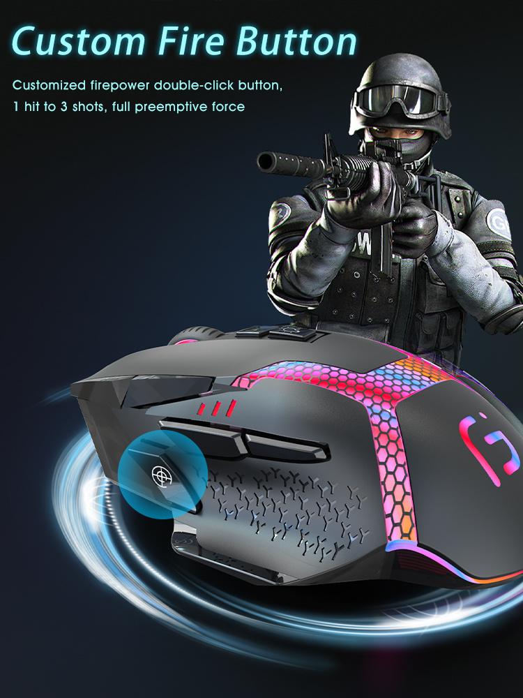 RGB беспроводная широкая игровая мышь Bluetooth для геймеров, 10000 точек на дюйм, портативная компьютерная мышь для Mac Windows, Andriod, эргономичные мыши Slient
