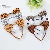 Обруч для волос с леопардовым узором, декор для ушей, повязка на голову для рождественской вечеринки, повязка на голову с изображением животных, тканевый головной убор