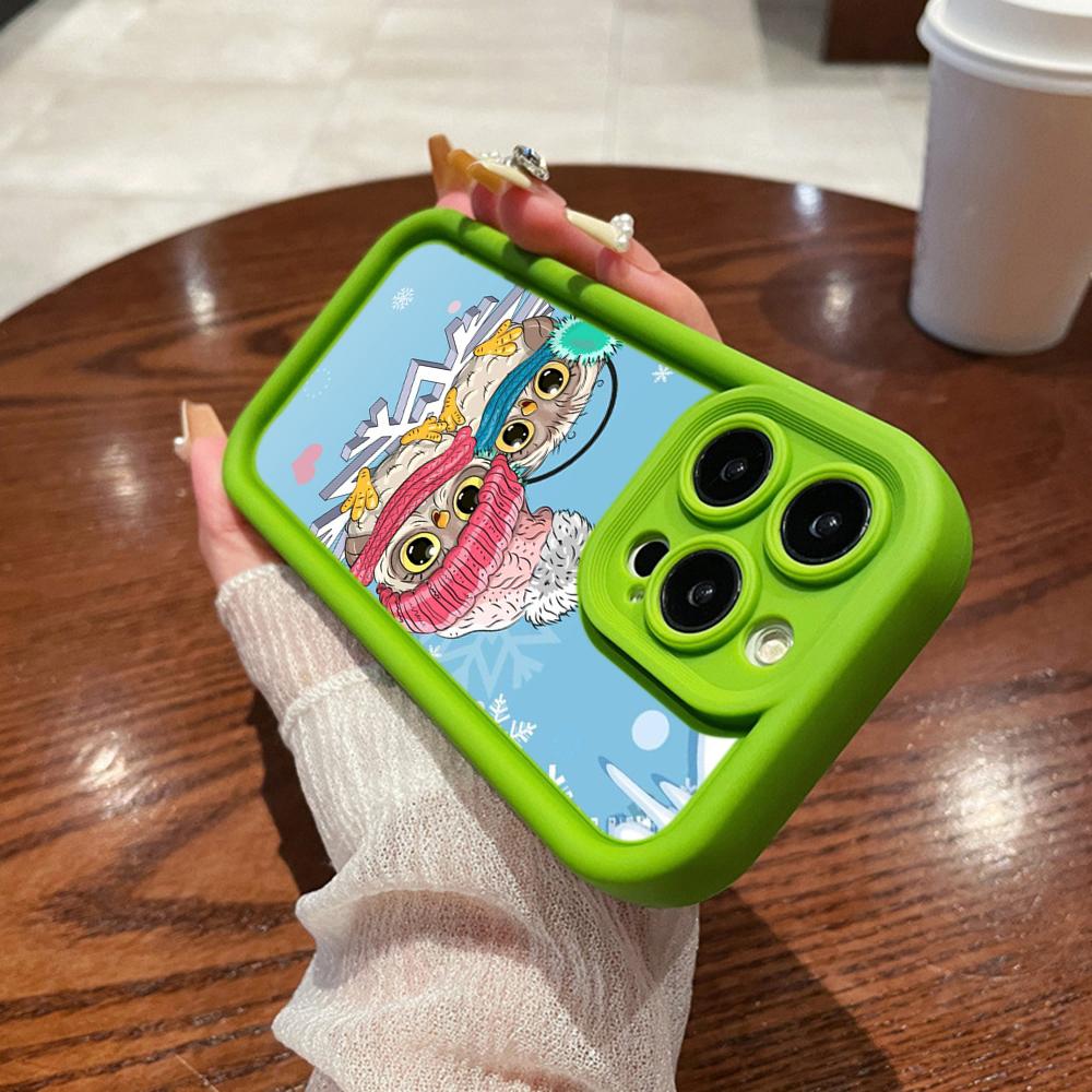 N110 С Новым годом, Рождеством, снеговиком, мягкие чехлы для телефонов с ангельскими глазками для iPhone 16, 15, 14, 13, 11 Pro Max, 8, 7 Plus, 12 mini, XR, XS Max, противоударный чехол