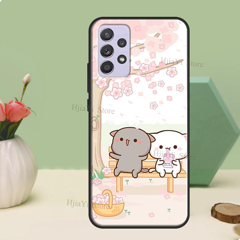 Peach And Goma Cat Case For Samsung A21S A20S A30S A03S A50 A70 A52 A72 A32 A22 A12 A31 A71 A51 Phone Shell