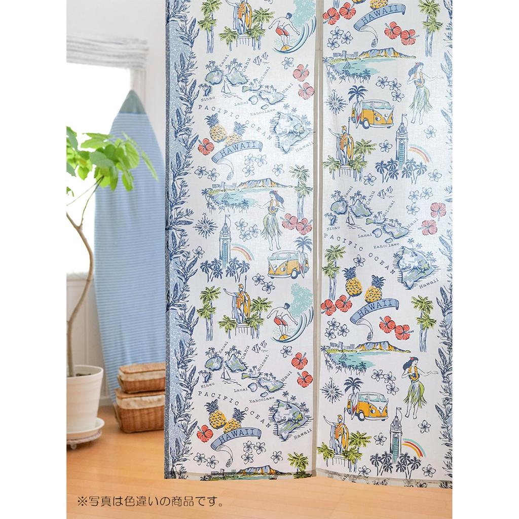 Tomo Corporation Норен Гавайи Занавеска для комнаты, Карта, Коричневый, Длинный, Разделитель, 100% хлопок, 85x150см, 15625-870-349