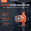 Vevor Hot Water Circulation Pump Cast Iron Recirculating Pump 220V 72W, 50 L/min Max Flow Rate, 4m Max Head Lift, 1-1/2" Threaded Connection, 2°c to