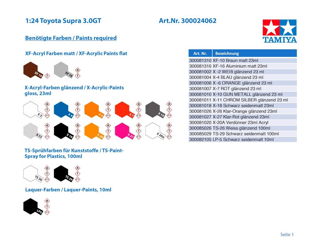 Tamiya Спортивная серия автомобилей Toyota Supra Turbo 24062 1/24 № 62 3.0GT