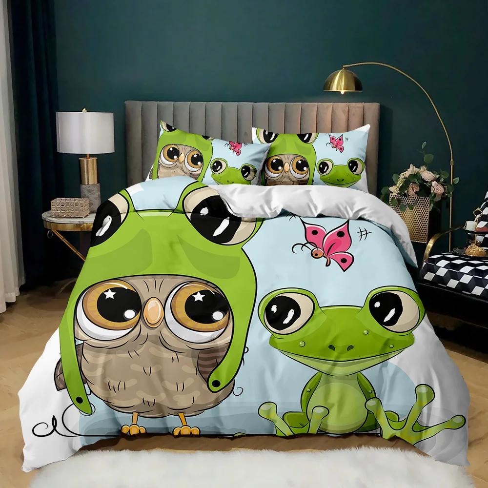 Пододеяльник с изображением совы, очаровательный, забавный, мультяшный, мягкий, из микрофибры, сова, комплект постельного белья из полиэстера с изображением животных, двуспальный, размера «king-size»