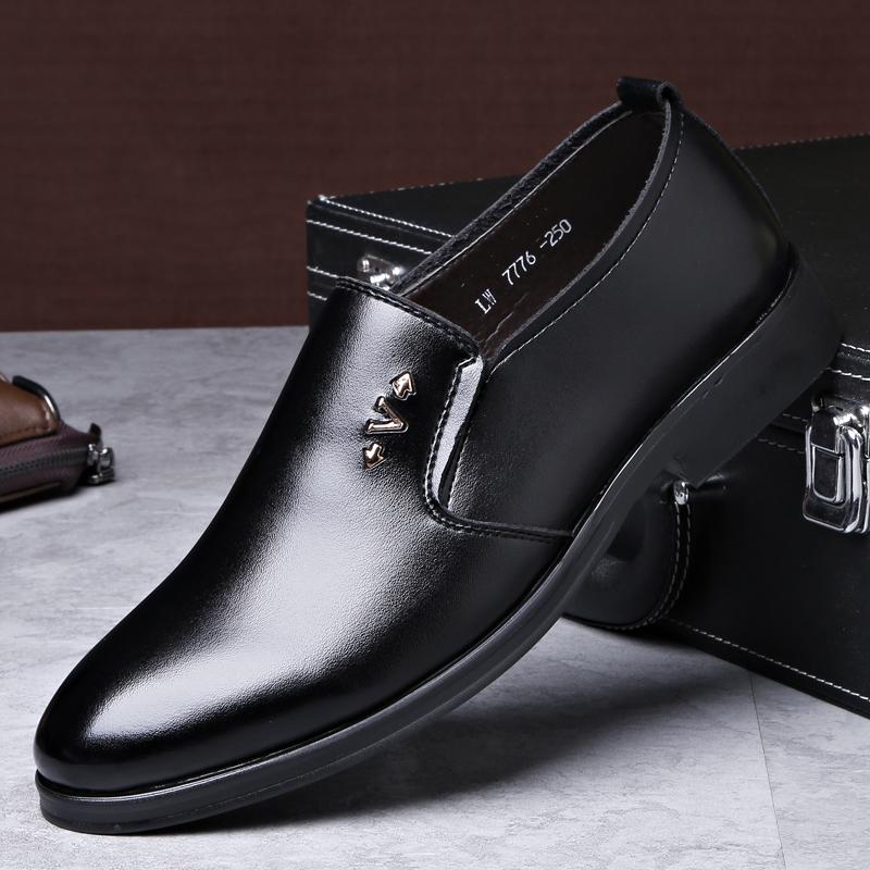High Quality Leather Men Formal Shoes Men's Business Shoes Casual Loafers Dress Moccasins Breathable Slip On Black Driving Shoes